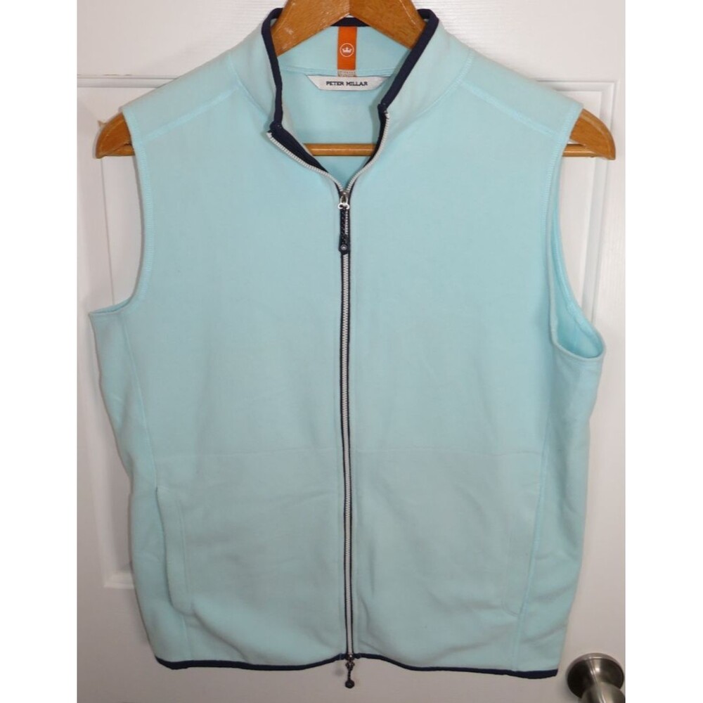 Peter Millar Celeste Blue Thermal Flow Micro Fleece Full-Zip Vest Mens Medium